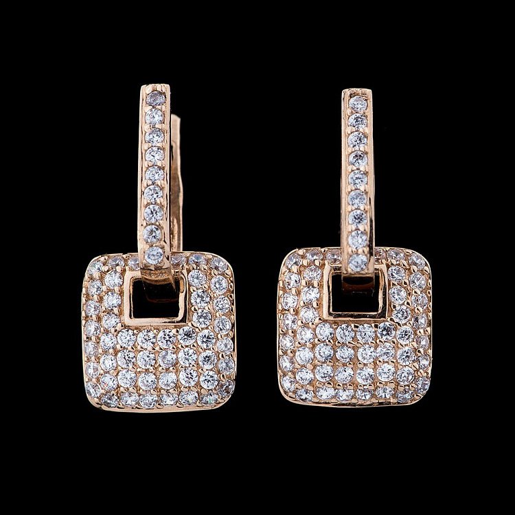 Золотые серьги (фианиты) с01591 от ювелирного магазина Оникс