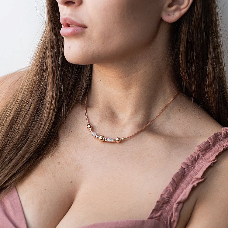 Золотое колье с фианитами кол01529 от ювелирного магазина Оникс - 1