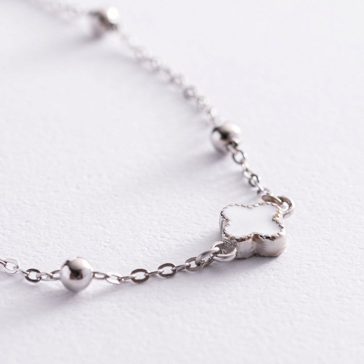 Срібне кольє "Конюшина" (емаль) 181131 від ювелірного магазину Онікс - 3