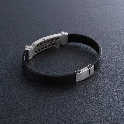 Каучуковий браслет зі срібними вставками (фіаніти) 934 №3