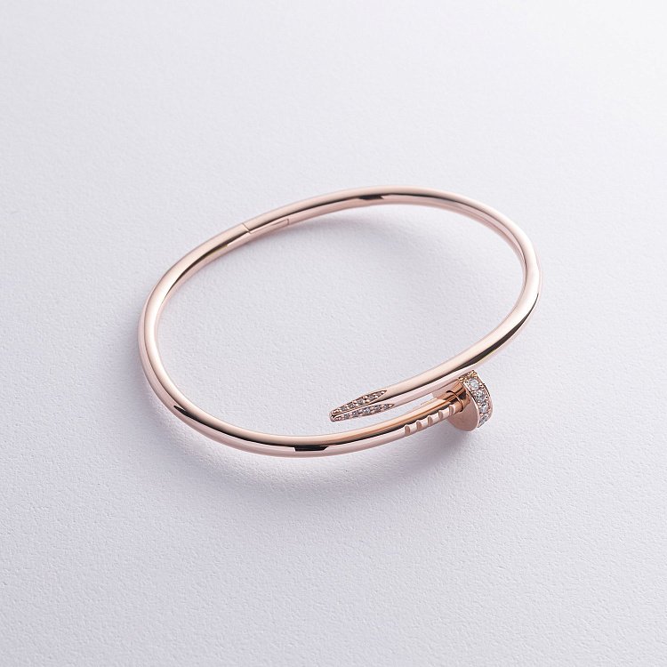 Браслет "Гвоздь" в красном золоте (фианиты) б05477 от ювелирного магазина Оникс - 2