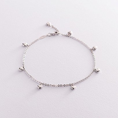 Золотий браслет "Сердечка" на ногу б04703