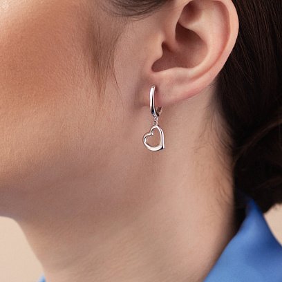 Cерьги "Сердечки" в серебре 123259 №3