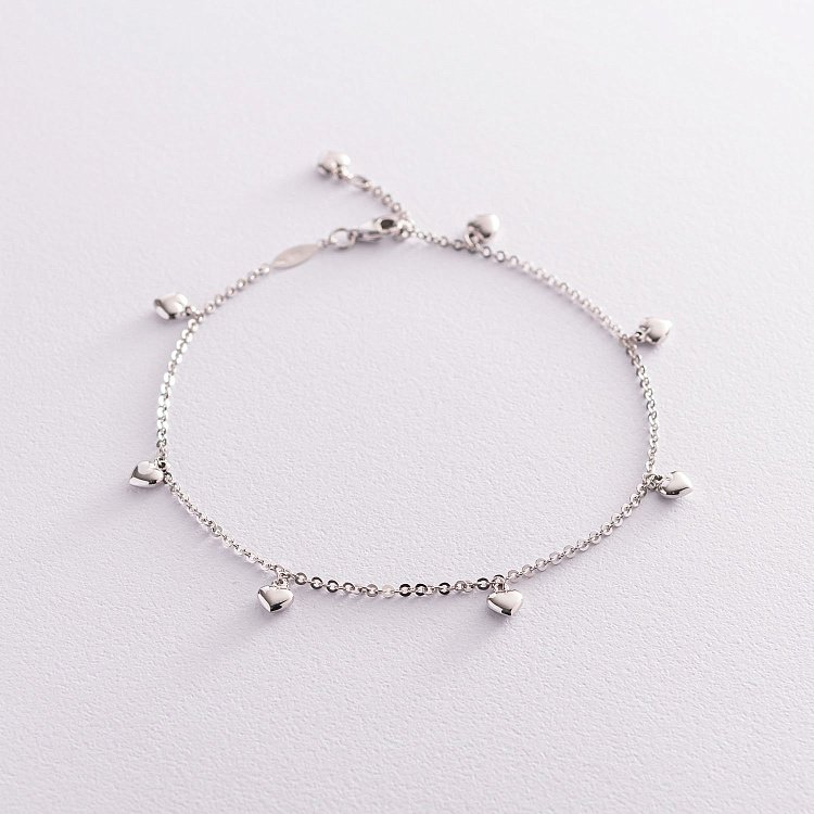 Золотий браслет "Сердечка" на ногу б04703 від ювелірного магазину Онікс