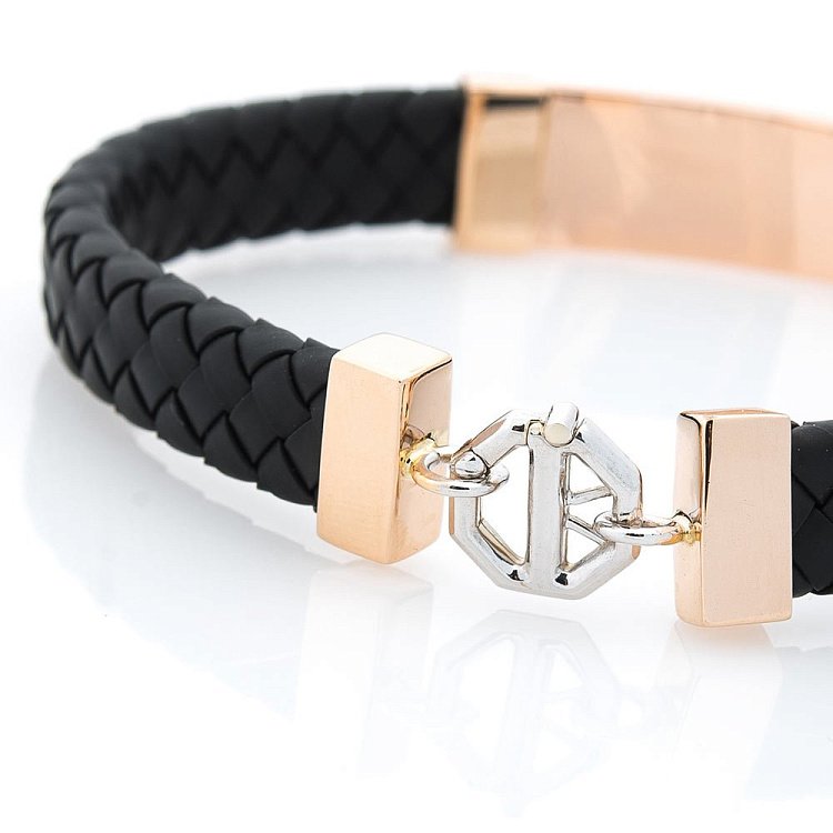 Каучуковый браслет с золотой застежкой (оникс) б03206 от ювелирного магазина Оникс - 2