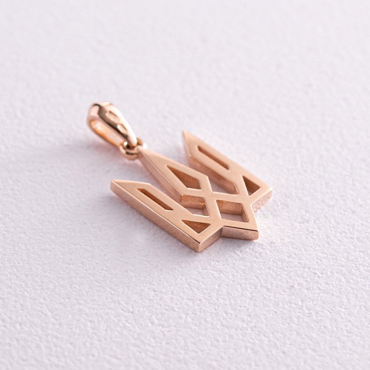 Підвіска "Герб України - Тризуб" у червоному золоті п03722 від ювелірного магазину Онікс - 3