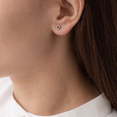 Золоті сережки-пусети з сапфірами і діамантами сб0296са №2