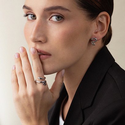 Серебряное кольцо "Змея" 3853 №5