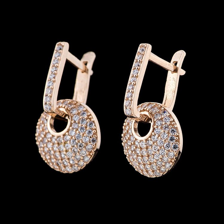 Золоті сережки з фіанітами с01587 від ювелірного магазину Онікс