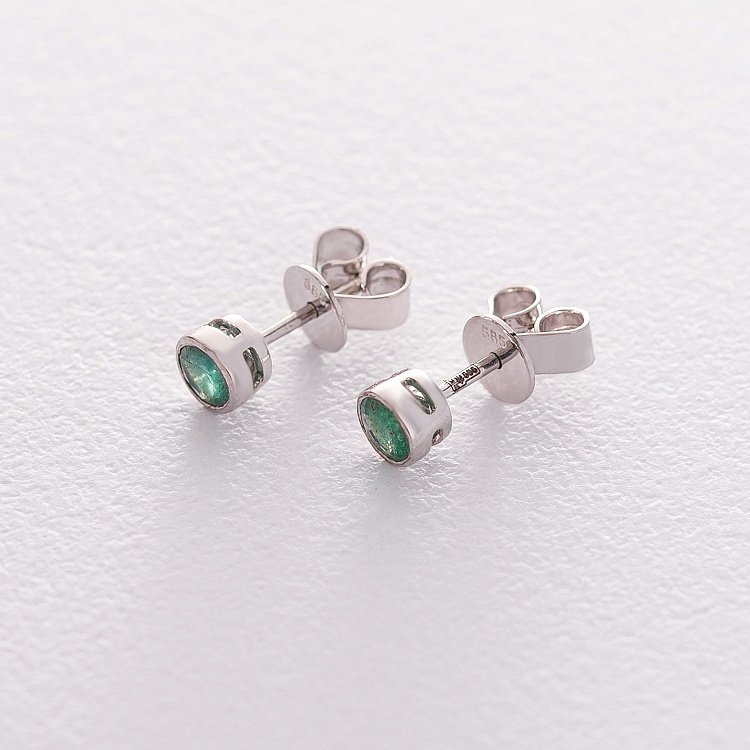 Золоті сережки-пусети з смарагдом сб0295gl від ювелірного магазину Онікс - 2