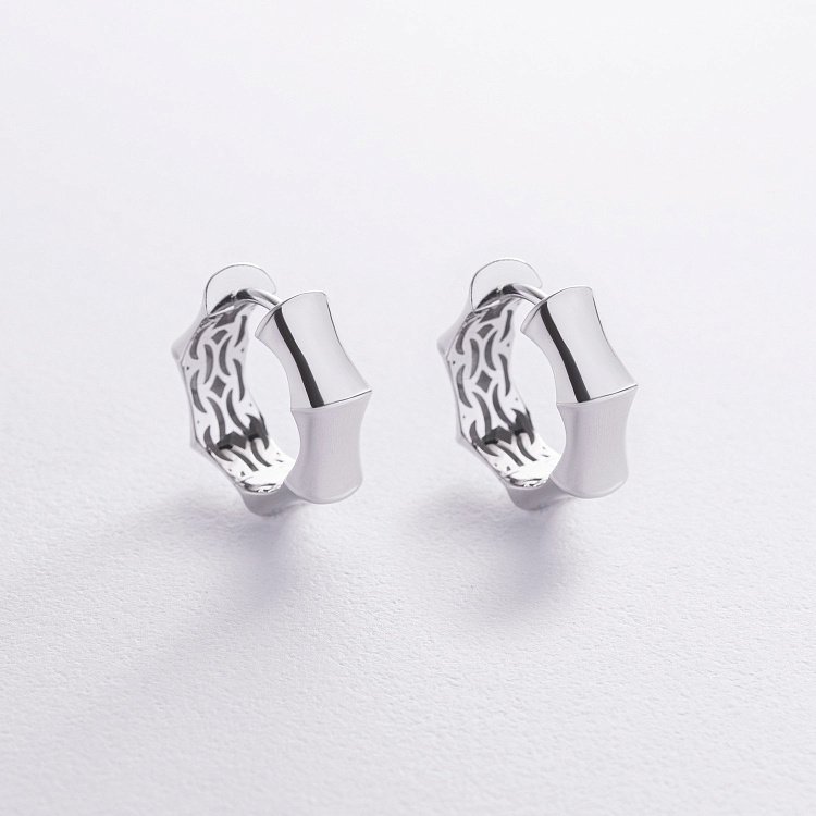 Сережки - кільця "Selesta" у білому золоті с09026 від ювелірного магазину Онікс