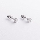 Сережки - пусети в білому золоті (діаманти) сб0735м от ювелирного магазина Оникс - 2