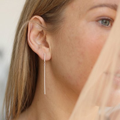 Срібні сережки - пусети в стилі мінімалізм 122586 №11