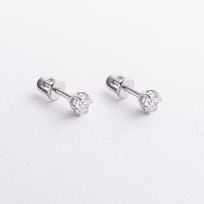 Сережки - пусети в білому золоті (діаманти) сб0735м №3