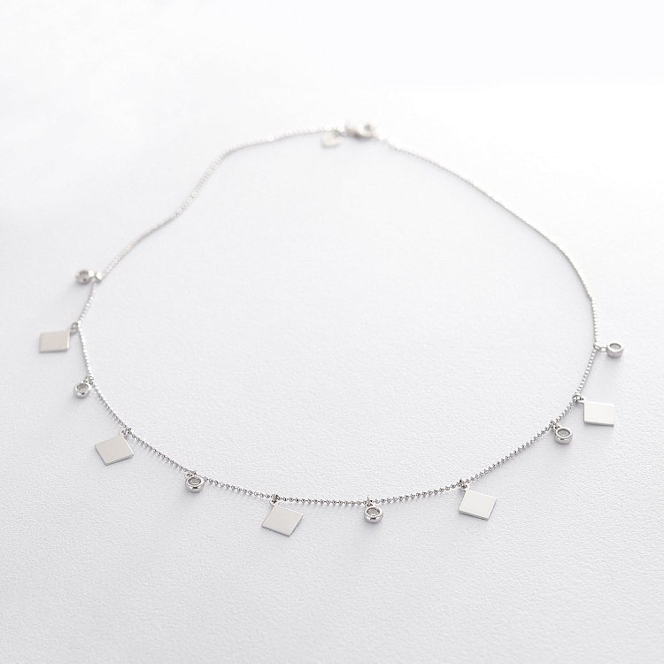 Серебряное колье (фианит) 18713 от ювелирного магазина Оникс