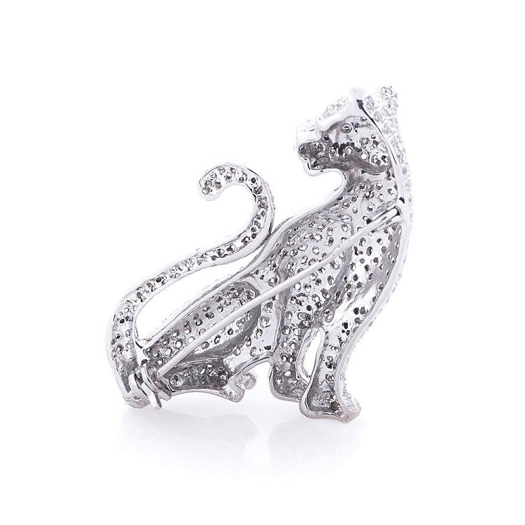 Срібна брошка "Тигр" з фіанітами 16101 від ювелірного магазину Онікс - 1