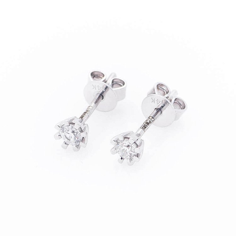 Золотые серьги-гвоздики с бриллиантами сб0086ca от ювелирного магазина Оникс - 1