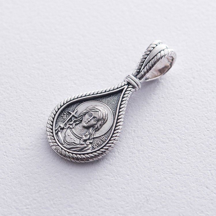 Срібна ладанка "Свята мучениця Любов. Ангел Хранитель" 132980 від ювелірного магазину Онікс - 3