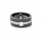 Керамическое кольцо с серебряной вставкой (фианиты) 59627 от ювелирного магазина Оникс - 1
