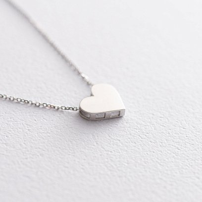 Колье "Сердце" в белом золоте кол01747 №3