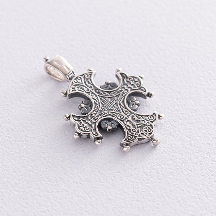 Срібний православний хрест (чорніння) 13538 від ювелірного магазину Онікс - 1