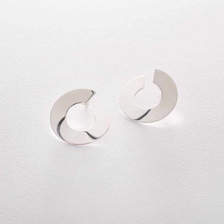 Срібні сережки-пусети "Глянець" 122510с від ювелірного магазину Онікс - 3