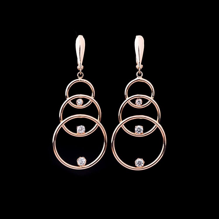 Золотые серьги с фианитами с01255 от ювелирного магазина Оникс - 1