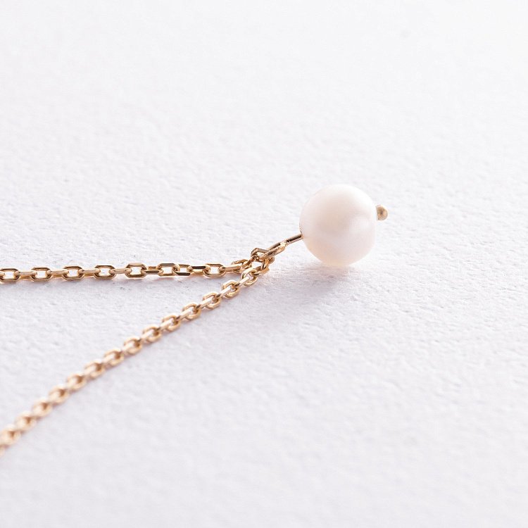 Кольє з перлиною (жовте золото) кол02401 від ювелірного магазину Онікс - 4