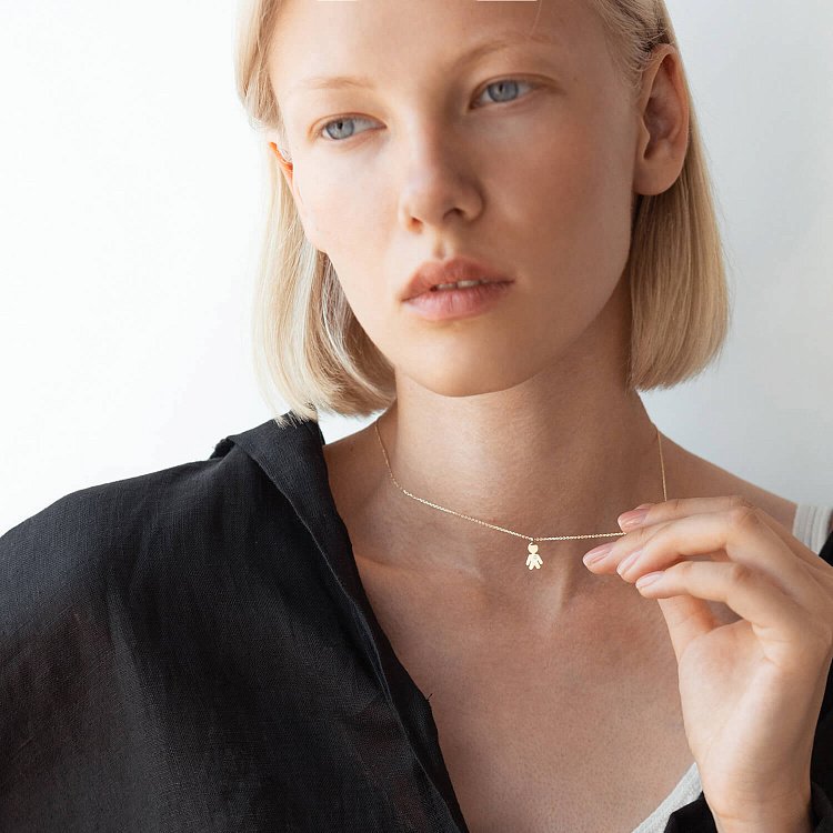 Кольє "Хлопчик" у жовтому золоті (фіаніт) кол02198 від ювелірного магазину Онікс - 4