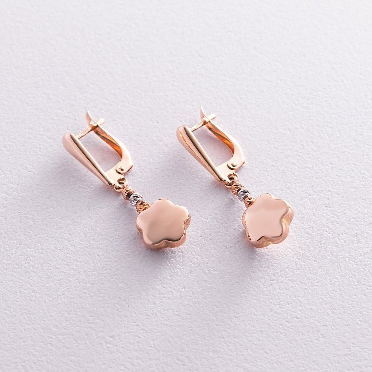 Золотые серьги "Цветочки" с06108 от ювелирного магазина Оникс