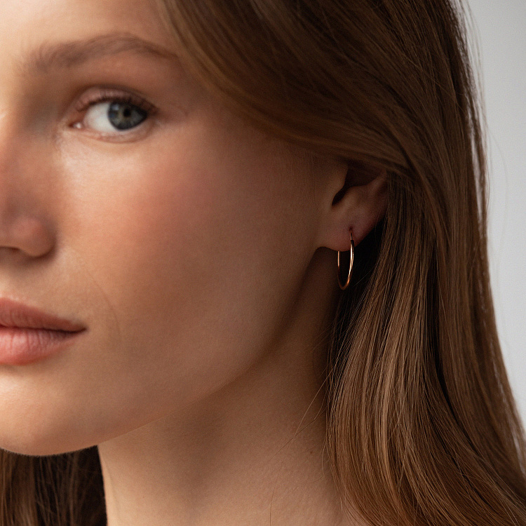 Сережки - кільця в червоному золоті с09223 від ювелірного магазину Онікс - 3