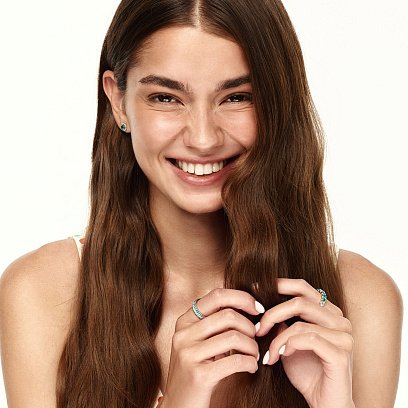 Золота каблучка зі смарагдами і діамантами кб0210cha №5