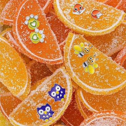 Детские серьги - пусеты "Совята" в серебре (эмаль) 448 №5