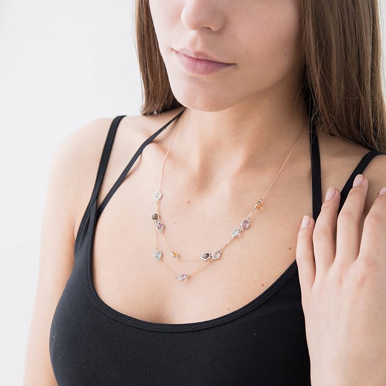 Золоте кольє з натуральними каменями кол00535 від ювелірного магазину Онікс