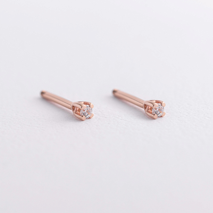 Сережки - пусети з фіанітами (червоне золото) с01007 від ювелірного магазину Онікс