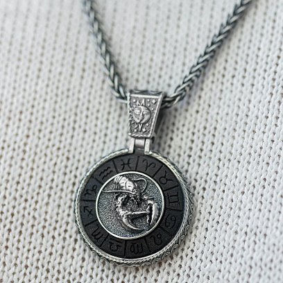 Серебряный кулон "Знак зодиака Рак" с эбеном 1041рак №4