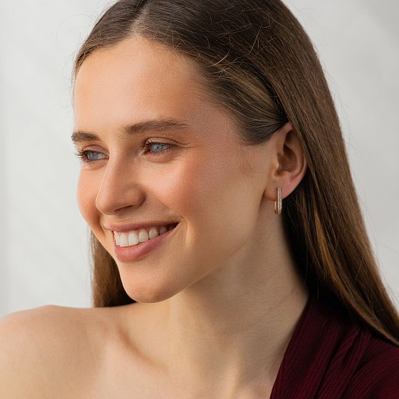 Золотые серьги с фианитами с09644 №2