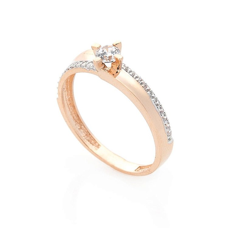 Золотое помолвочное кольцо (фианиты) к05553 от ювелирного магазина Оникс