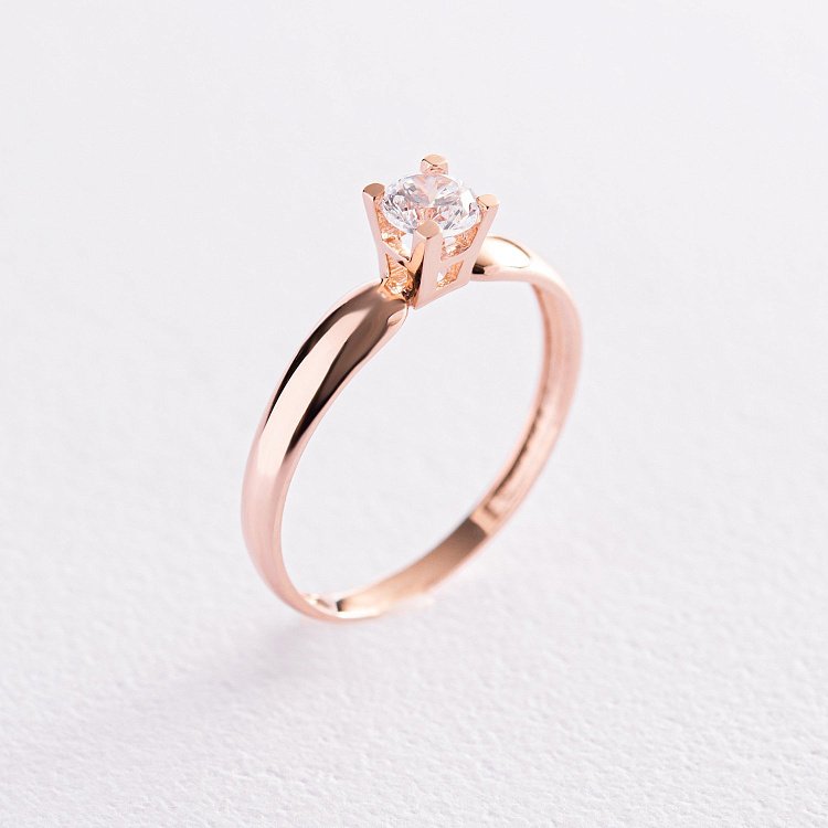 Помолвочное золотое кольцо с фианитом к07016 от ювелирного магазина Оникс