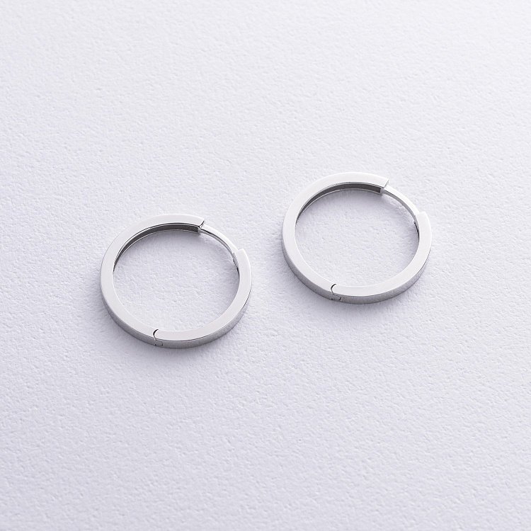 Сережки - кільця в білому золоті с08763 від ювелірного магазину Онікс - 2