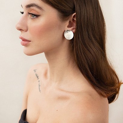 Большие серебряные серьги-пусеты "Солнечные зайчики" 122642 №2