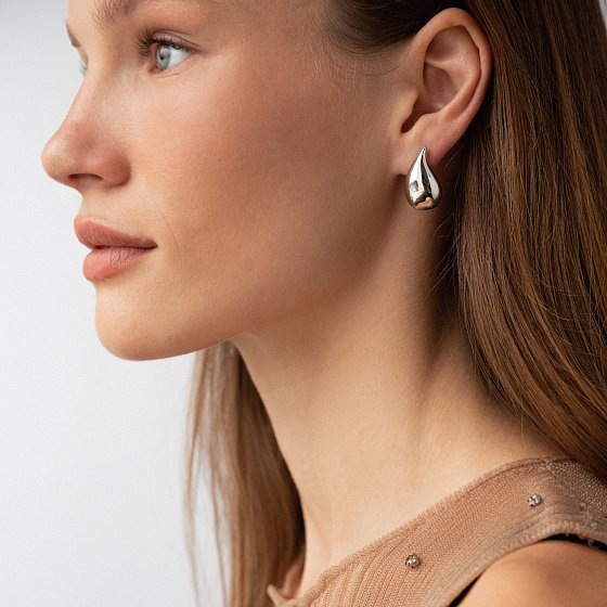 Серьги "Megan" в белом золоте (Small) с09119 №5