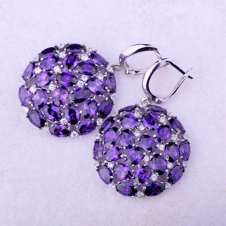 Сережки з фіанітами (родій) 121524 від ювелірного магазину Онікс - 2