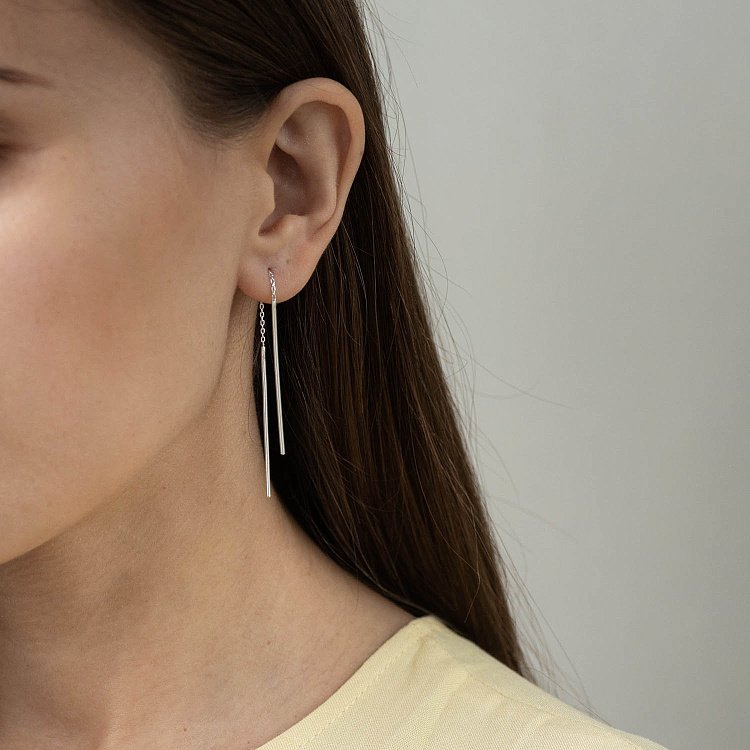 Срібні сережки - протяжки 122801 від ювелірного магазину Онікс