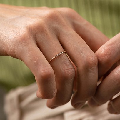 Кольцо "Мелоди" с фианитами (красное золото) к07546 №2