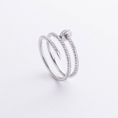 Кольцо "Гвоздь" с бриллиантами (белое золото) кб0552м