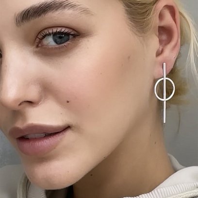 Срібні сережки - пусети "Баланс" 123038 №6