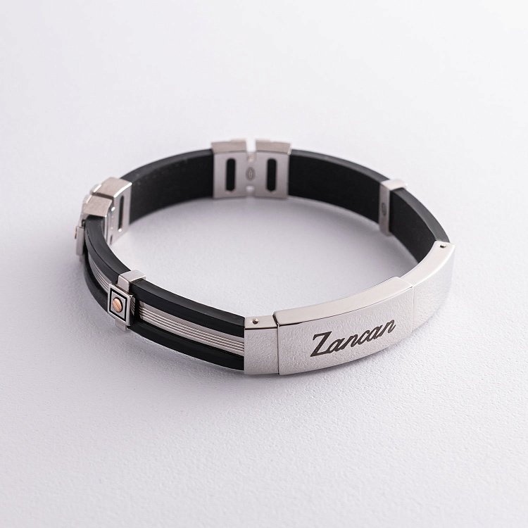 Мужской браслет с серебряной и золотой вставкой Zancan EXB293R-N от ювелирного магазина Оникс - 2