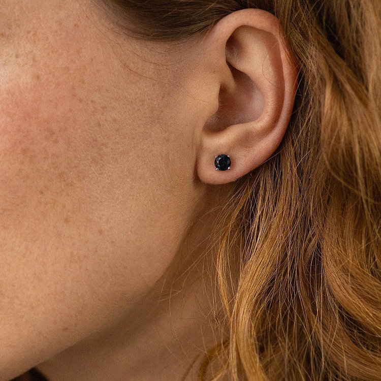 Золоті сережки - пусети з сапфірами сб0390 від ювелірного магазину Онікс - 3