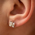 Золоті сережки - пусети "Клевер" з діамантами 334841121 от ювелирного магазина Оникс - 5
